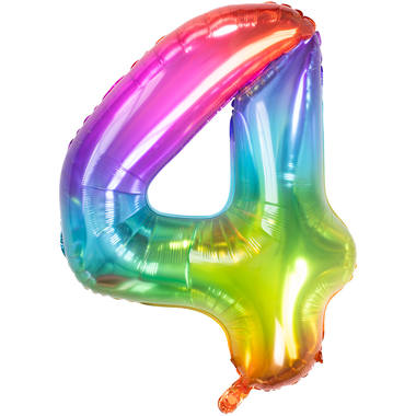 Cijfer ballon gummy regenboog 81 cm