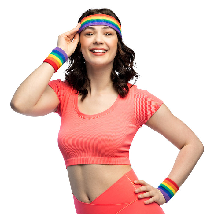 Set zweetbandjes regenboog