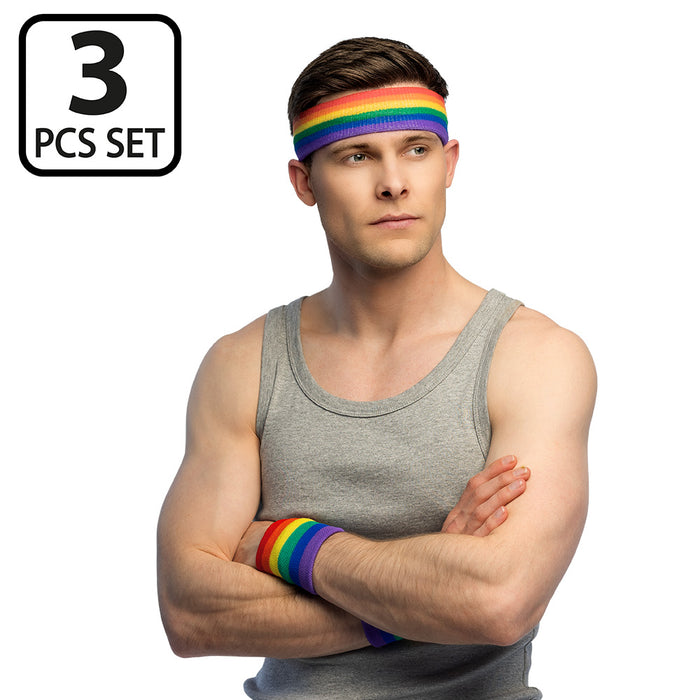 Set zweetbandjes regenboog