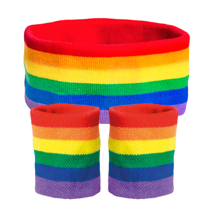 Set zweetbandjes regenboog