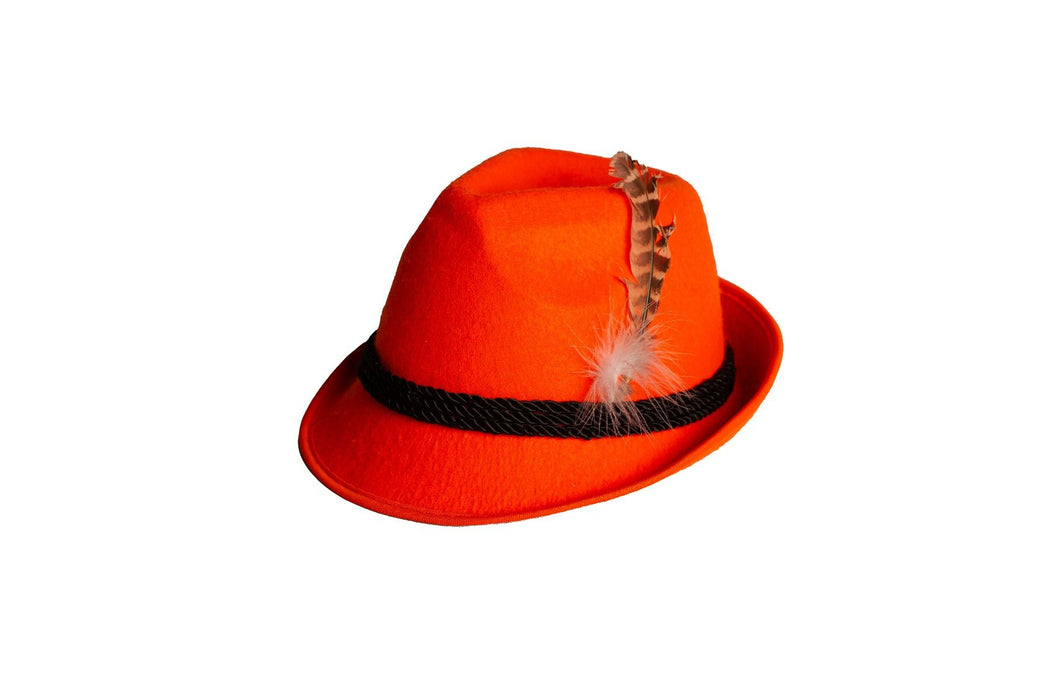 Tiroler hoed met veer oranje