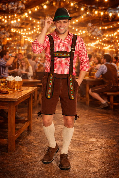 Lederhose Johann kort - verstelbare bretels