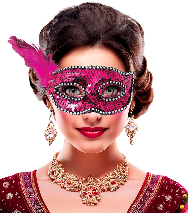 Oogmasker Pink Sequins