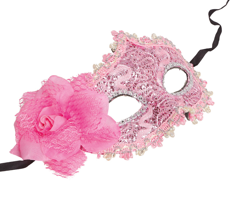 Roze oogmasker met bloem