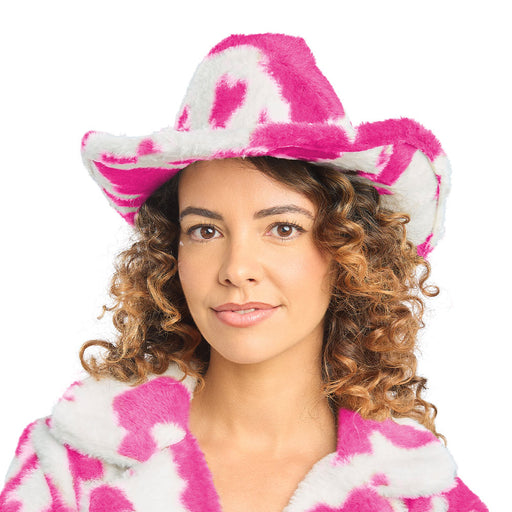 Cowboyhoed Koeienprint Roze