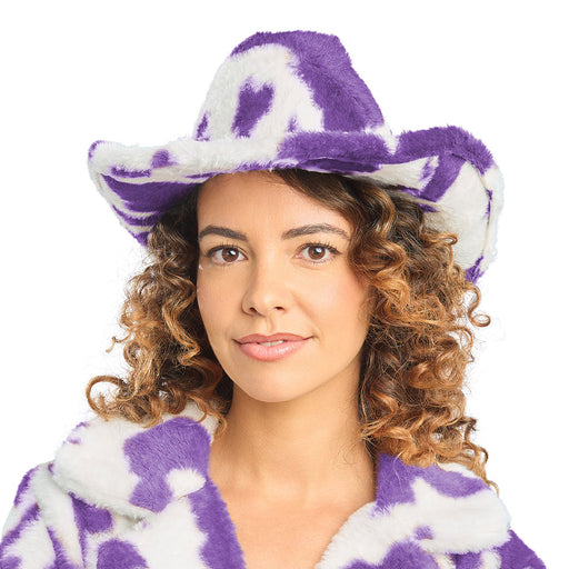 Cowboyhoed Koeienprint Lila