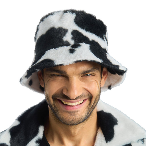 Bucket Hat Koeienprint Zwart