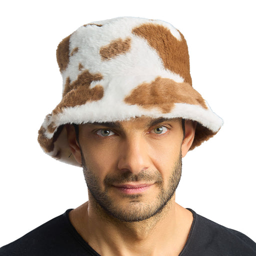 Bucket Hat Koeienprint Bruin