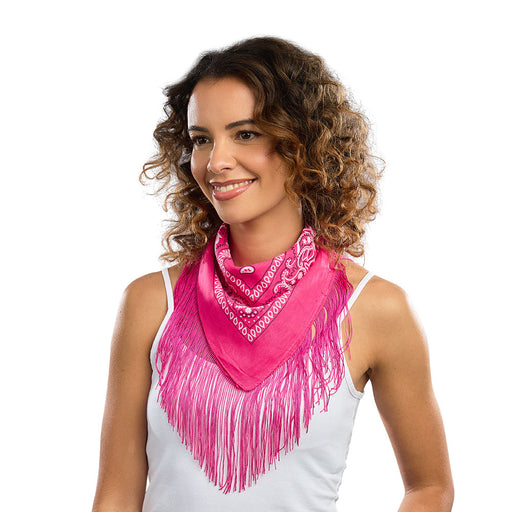 Bandana Met Franjes 54x54cm Roze