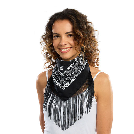 Bandana Met Franjes 54x54cm Zwart
