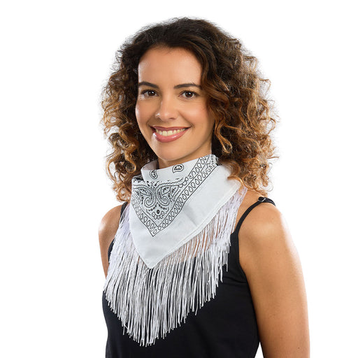 Bandana Met Franjes 54x54cm Wit