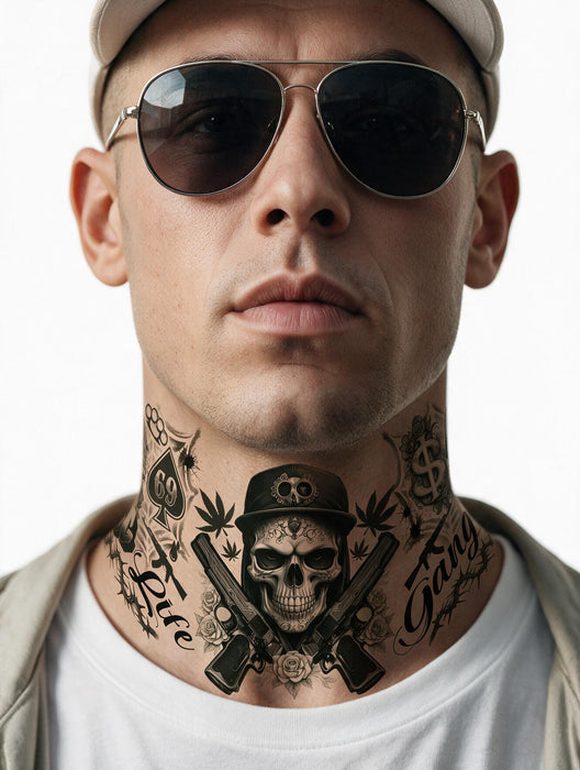 Plaktattoo Gangster Nek 10x30cm