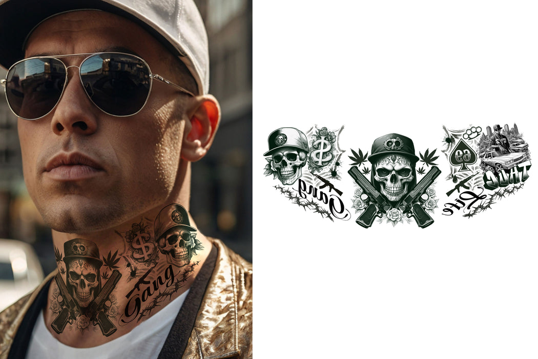 Plaktattoo Gangster Nek 10x30cm