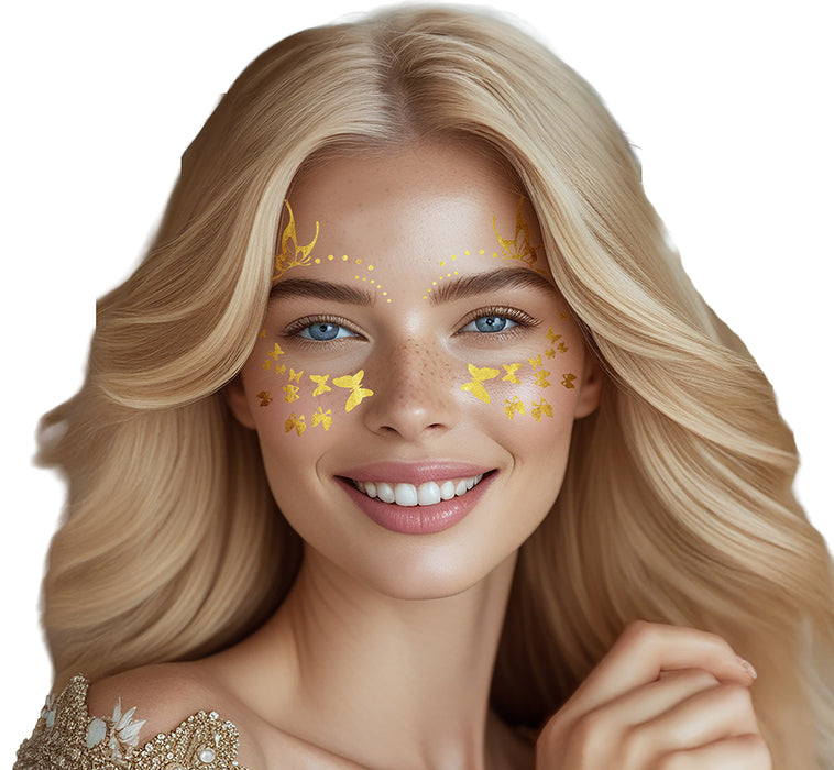 Plaktattoos Gezicht Butterflies gold