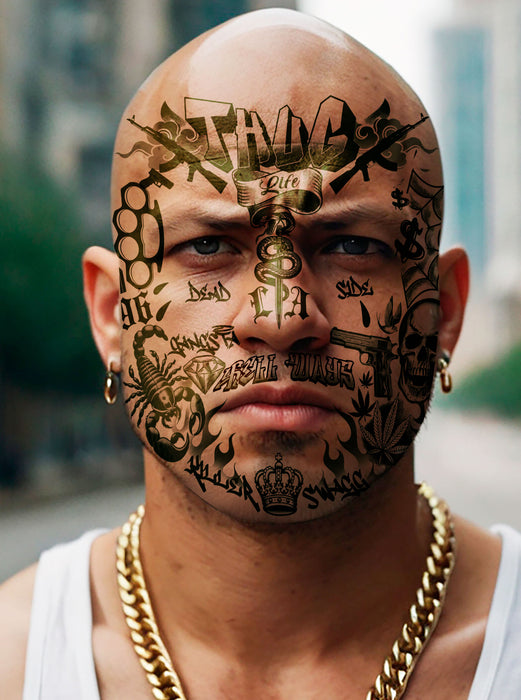 Plakbare Gezichtstattoos Thug Life