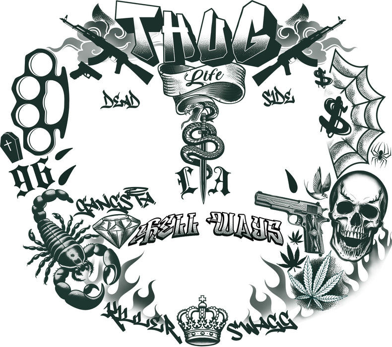 Plakbare Gezichtstattoos Thug Life