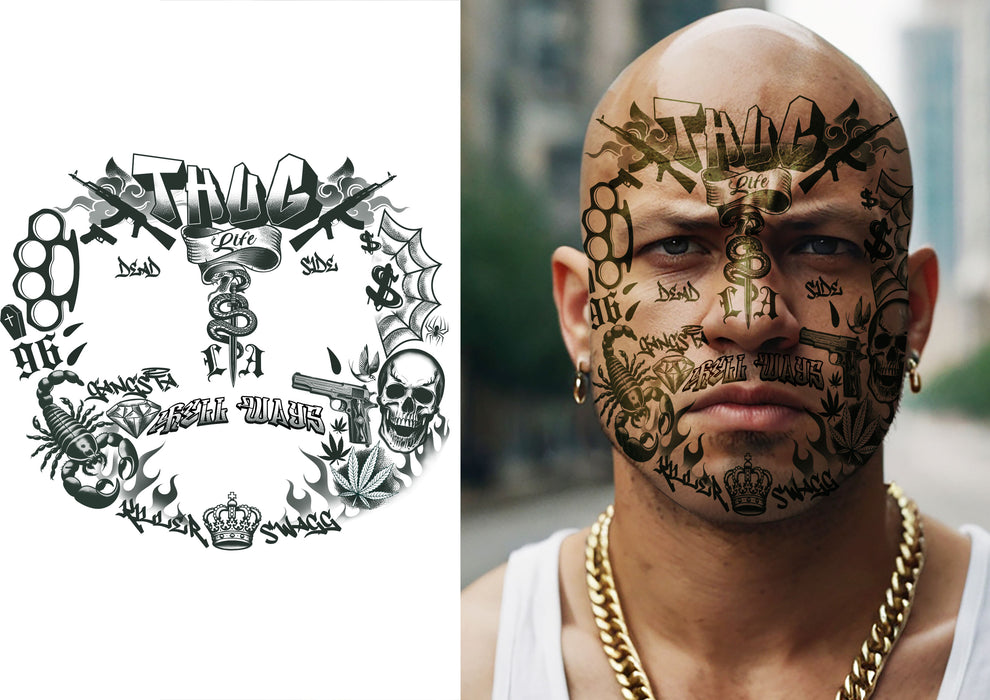 Plakbare Gezichtstattoos Thug Life