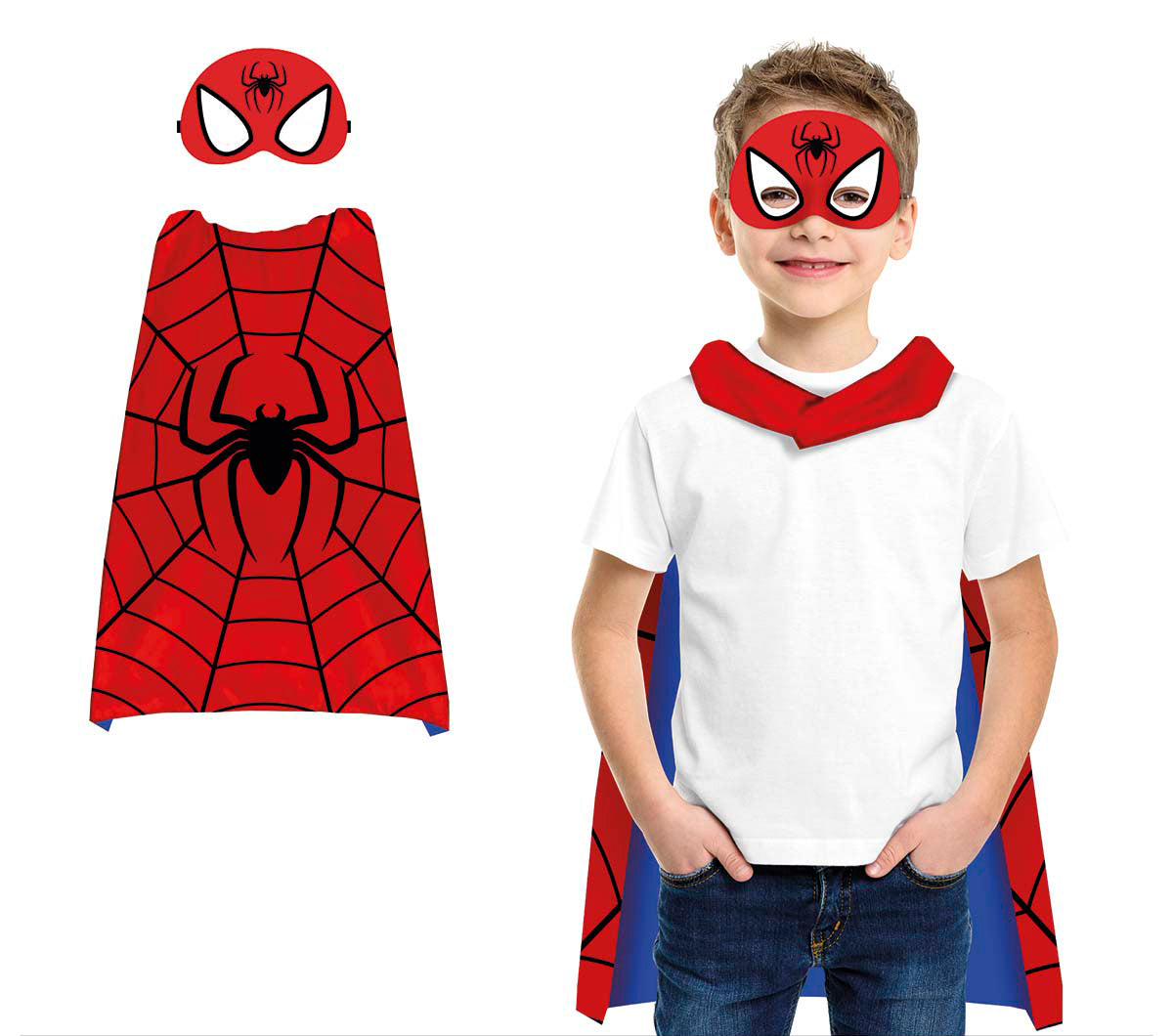 Spiderman cape met oogmasker — Festival Feestartikelen
