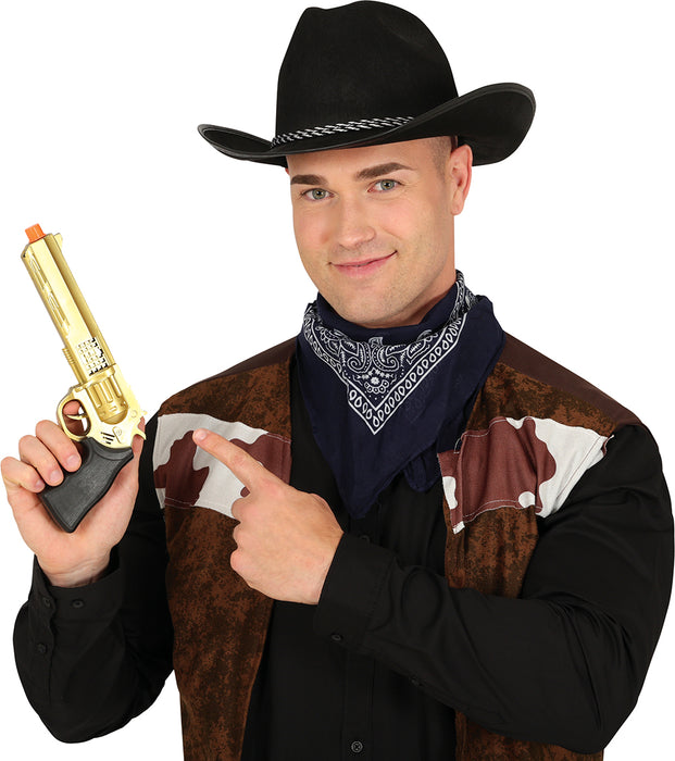 Gouden Cowboy revolver 27cm