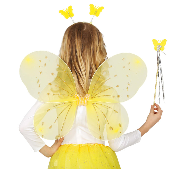 Accessoires set geel met vleugels