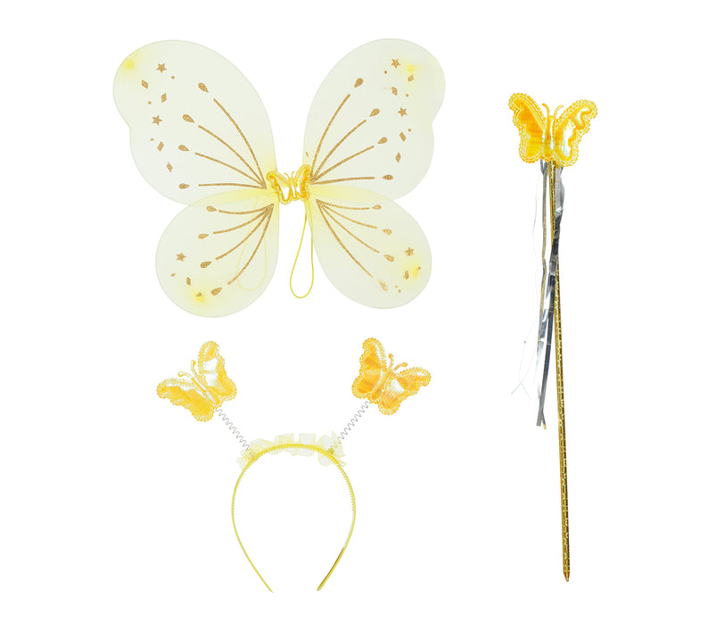 Accessoires set geel met vleugels