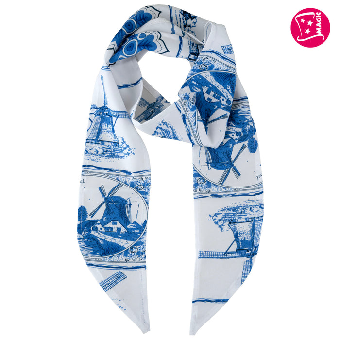 Satijnen sjaal Delfts blauw