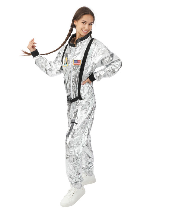 Astronautenkostuum zilver dames