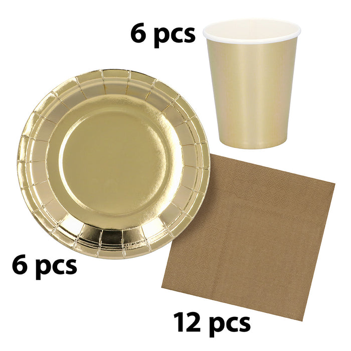 Papieren servies set Metallic 24st