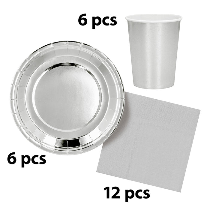 Papieren servies set Metallic 24st