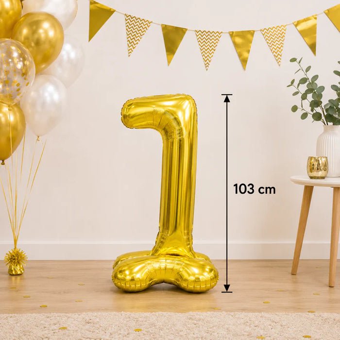 Cijfer ballon staand goud 102cm