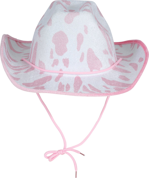 Cowboyhoed velvet koeienprint Roze