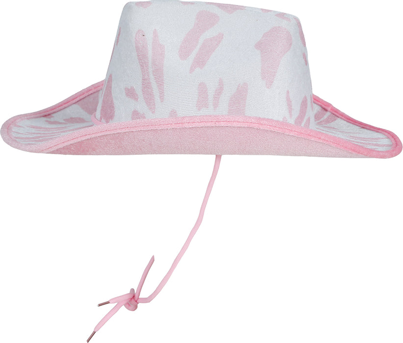 Cowboyhoed velvet koeienprint Roze