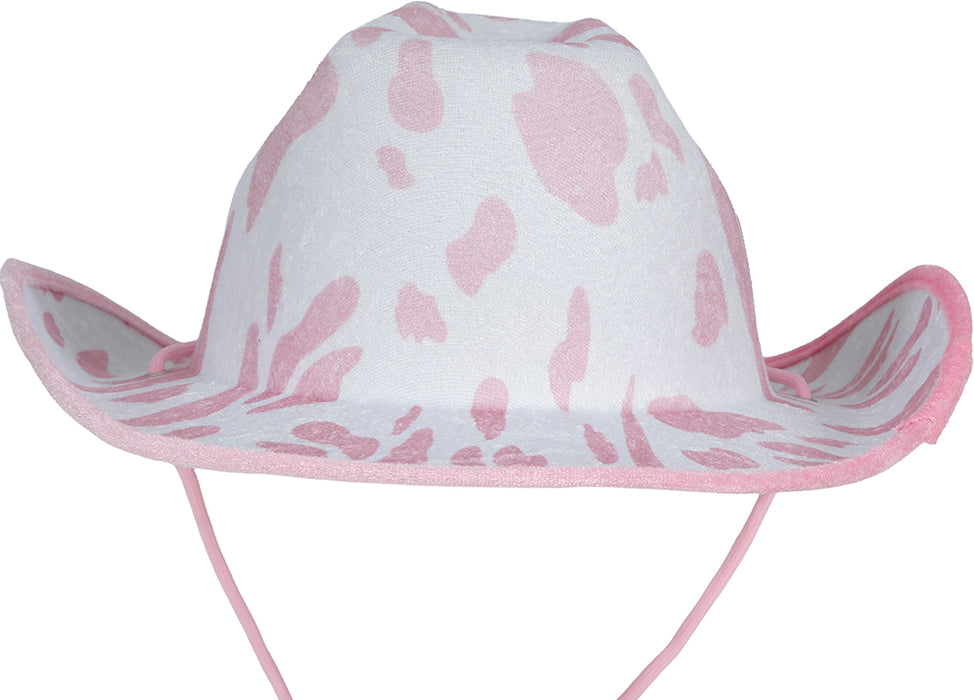 Cowboyhoed velvet koeienprint Roze