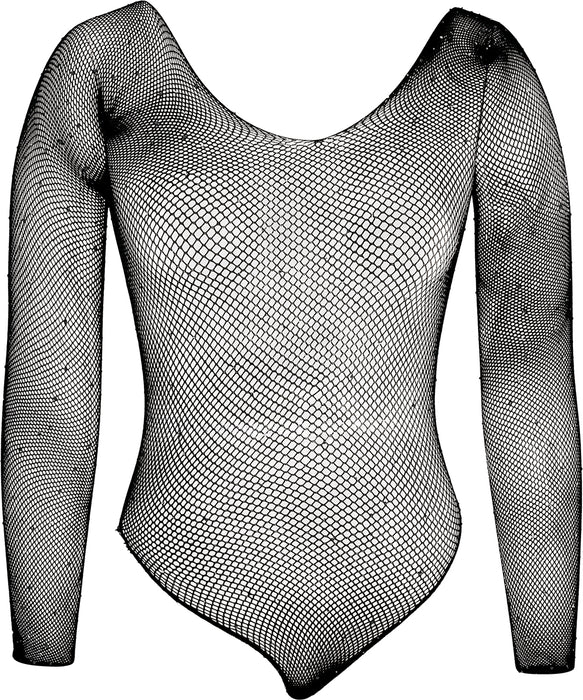 Visnet bodysuit met glitters