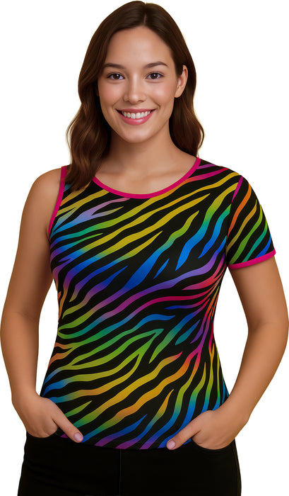 T-shirt neon zebra dames