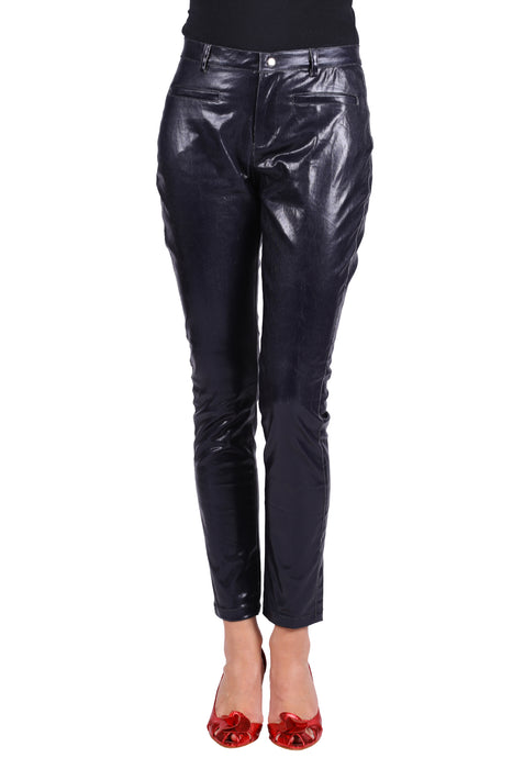 Stretchbroek metallic dames