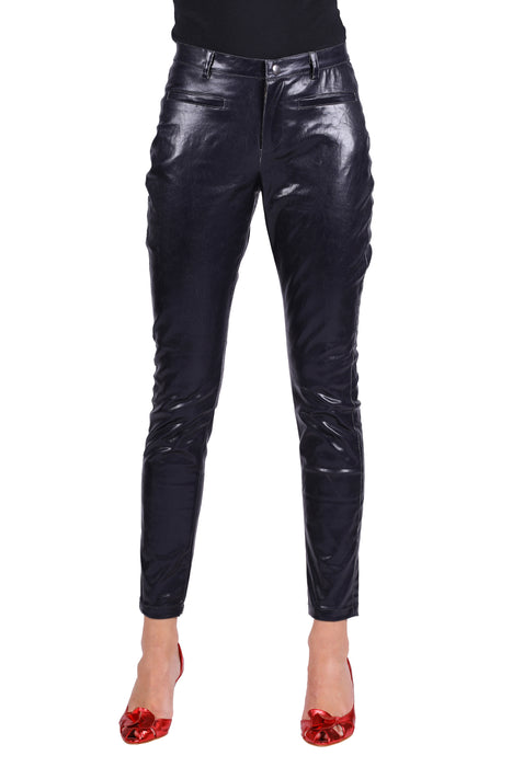 Stretchbroek metallic dames