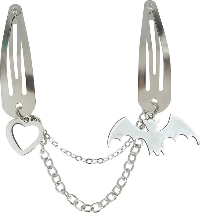 Duo Haarclip met ketting en vleermuis