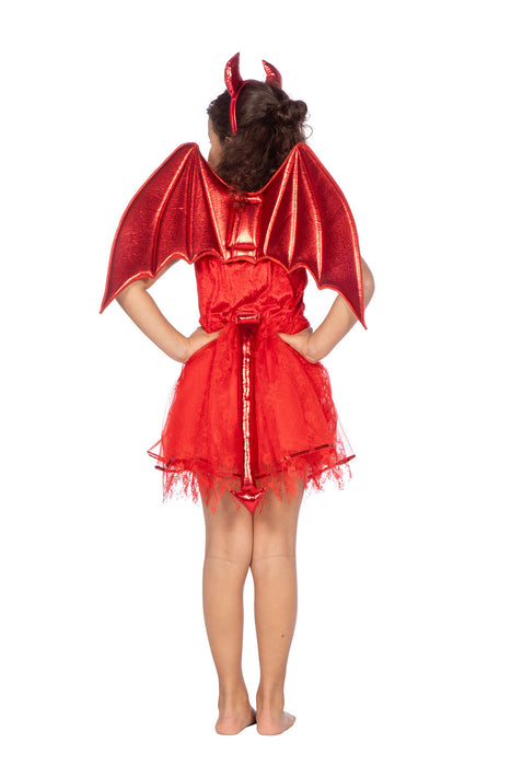 Duivel Jurkje met vleugels en tiara voor meisjes
