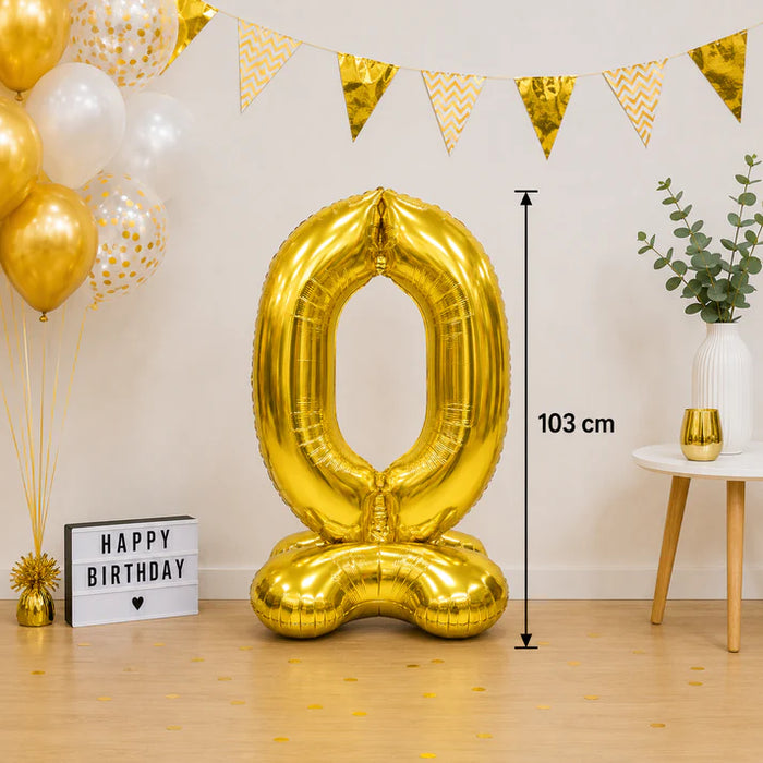 Cijfer ballon staand goud 102cm