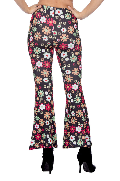 Hippiebroek zwart met bloemen