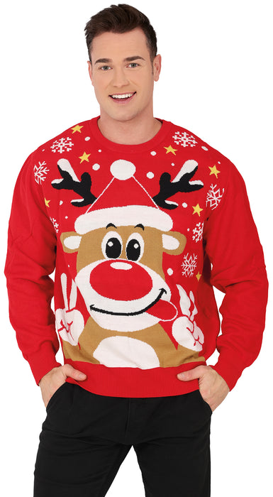 Foute Kerst trui Rudolf Peace Heren