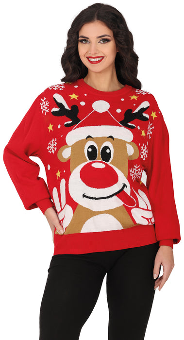 Foute Kerst trui Rudolf Peace Dames