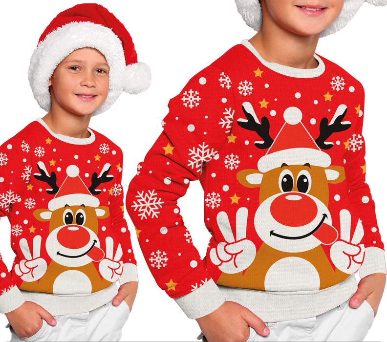 Foute Kerst trui Rudolf Peace Kinderen