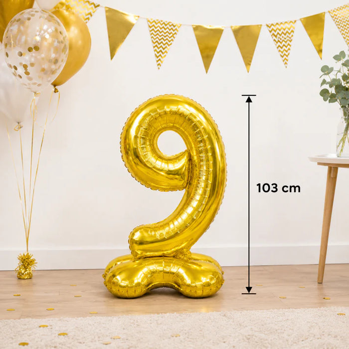 Cijfer ballon staand goud 102cm