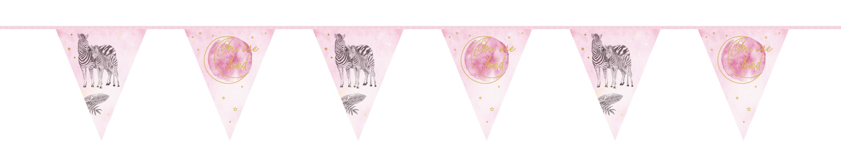 Vlaggenlijn baby safari pink 6m