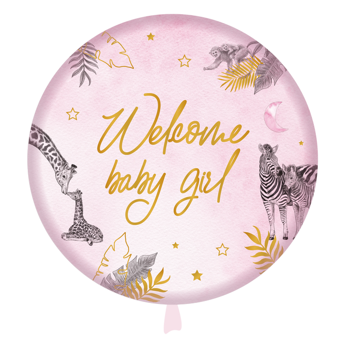 Folieballon standaard baby safari pink