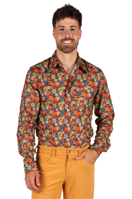 Retro 70s Flowers blouse heren