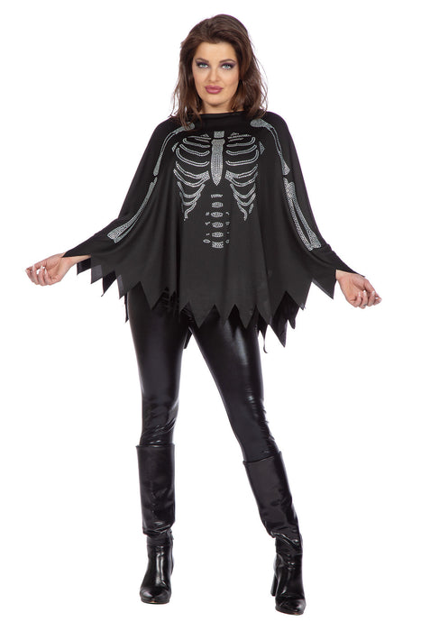 Halloween Poncho Diamond Skeleton