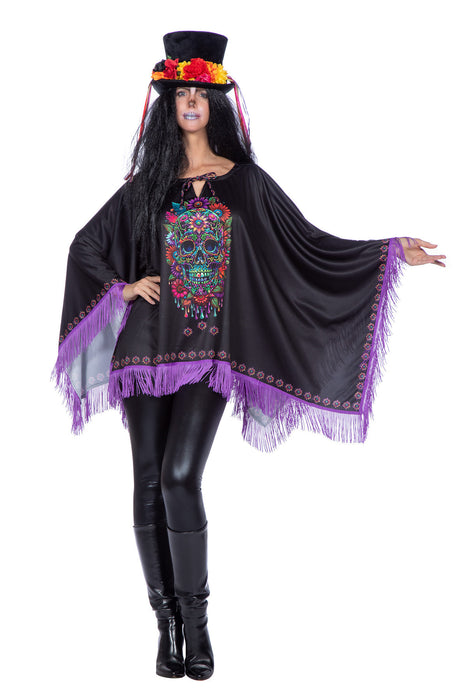 Poncho Day of the Dead Paars